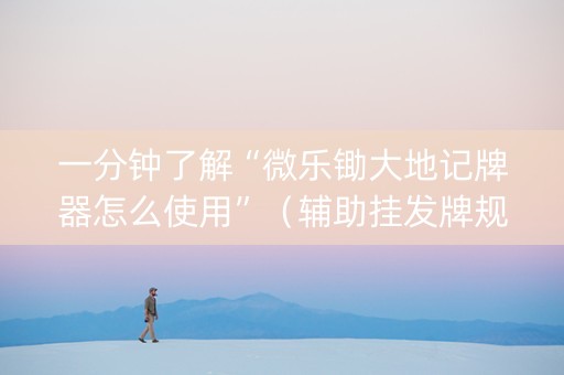 一分钟了解“微乐锄大地记牌器怎么使用”（辅助挂发牌规律)
