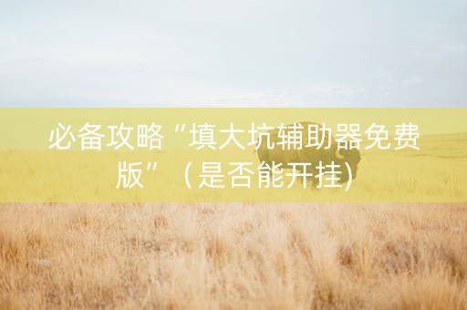 必备攻略“填大坑辅助器免费版”（是否能开挂)