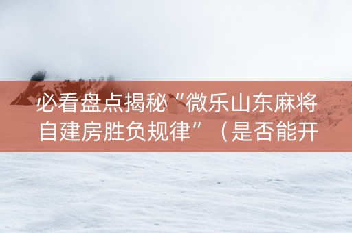 必看盘点揭秘“微乐山东麻将自建房胜负规律”（是否能开挂)