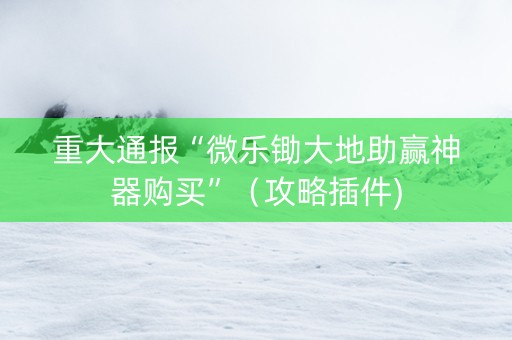 重大通报“微乐锄大地助赢神器购买”（攻略插件)