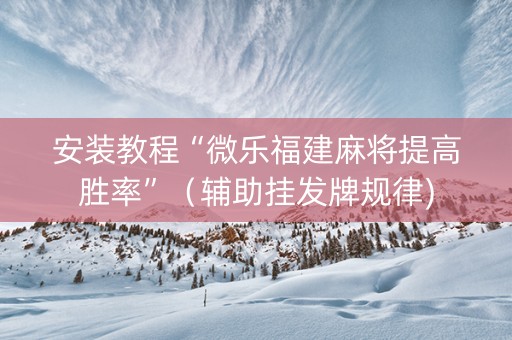 安装教程“微乐福建麻将提高胜率”（辅助挂发牌规律)
