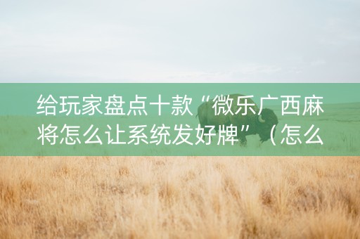 给玩家盘点十款“微乐广西麻将怎么让系统发好牌”（怎么设置能有好牌)