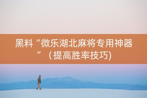 黑料“微乐湖北麻将专用神器”（提高胜率技巧)