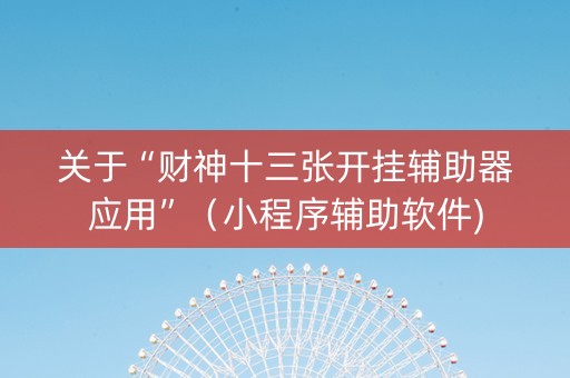关于“财神十三张开挂辅助器应用”（小程序辅助软件)