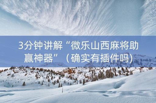 3分钟讲解“微乐山西麻将助赢神器”（确实有插件吗)