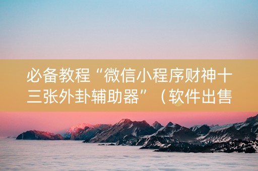 必备教程“微信小程序财神十三张外卦辅助器”（软件出售)
