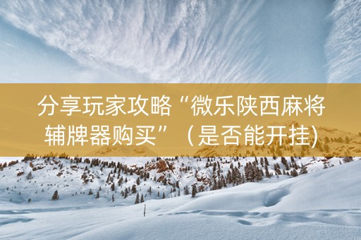 分享玩家攻略“微乐陕西麻将辅牌器购买”（是否能开挂)