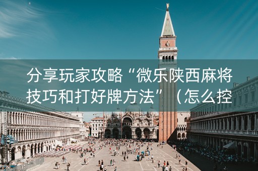 分享玩家攻略“微乐陕西麻将技巧和打好牌方法”（怎么控制输赢)