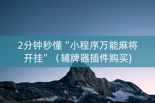 2分钟秒懂“小程序万能麻将开挂”（辅牌器插件购买)