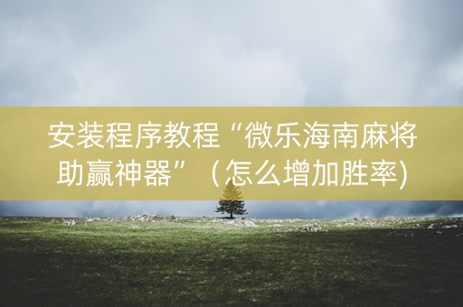 安装程序教程“微乐海南麻将助赢神器”（怎么增加胜率)