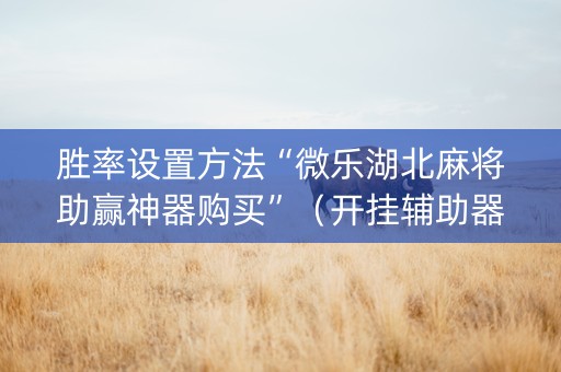 胜率设置方法“微乐湖北麻将助赢神器购买”（开挂辅助器脚本)