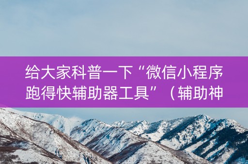给大家科普一下“微信小程序跑得快辅助器工具”（辅助神器免费)