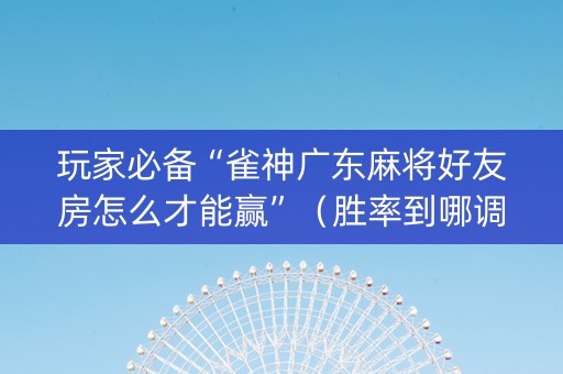 玩家必备“雀神广东麻将好友房怎么才能赢”（胜率到哪调)