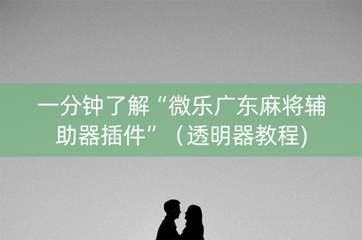 一分钟了解“微乐广东麻将辅助器插件”（透明器教程)