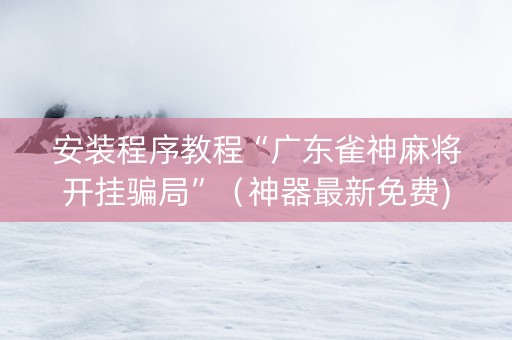 安装程序教程“广东雀神麻将开挂骗局”（神器最新免费)