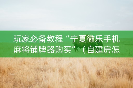 玩家必备教程“宁夏微乐手机麻将铺牌器购买”（自建房怎么赢)