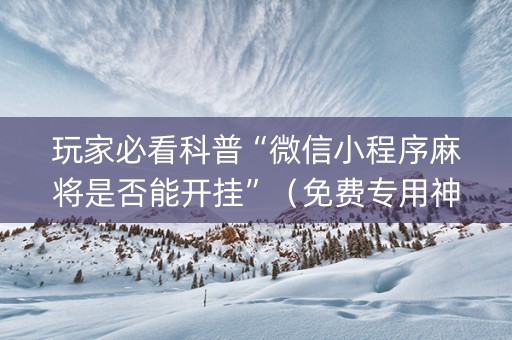 玩家必看科普“微信小程序麻将是否能开挂”（免费专用神器)