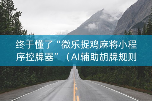 终于懂了“微乐捉鸡麻将小程序控牌器”（AI辅助胡牌规则)