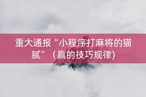重大通报“小程序打麻将的猫腻”（赢的技巧规律)