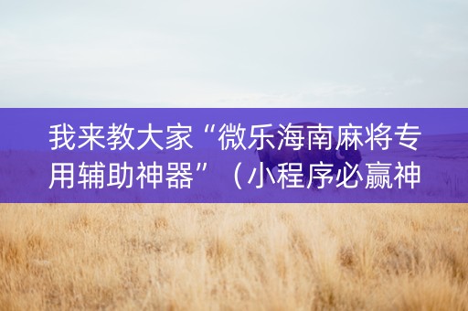 我来教大家“微乐海南麻将专用辅助神器”（小程序必赢神器)