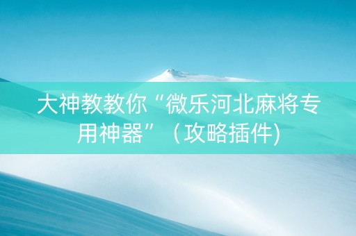 大神教教你“微乐河北麻将专用神器”（攻略插件)