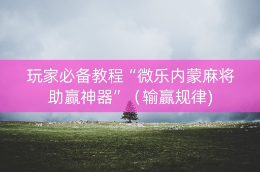 玩家必备教程“微乐内蒙麻将助赢神器”（输赢规律)