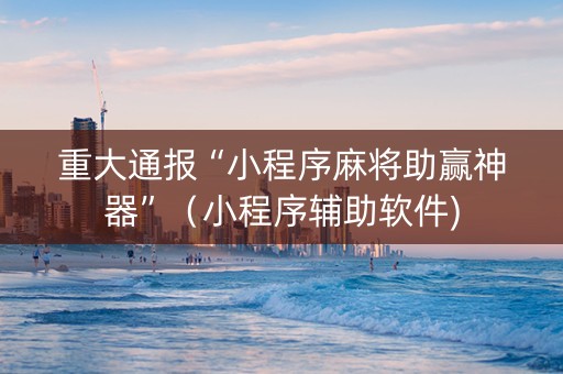 重大通报“小程序麻将助赢神器”（小程序辅助软件)