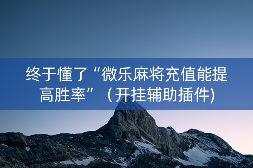 终于懂了“微乐麻将充值能提高胜率”（开挂辅助插件)