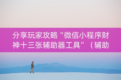 分享玩家攻略“微信小程序财神十三张辅助器工具”（辅助器插件)