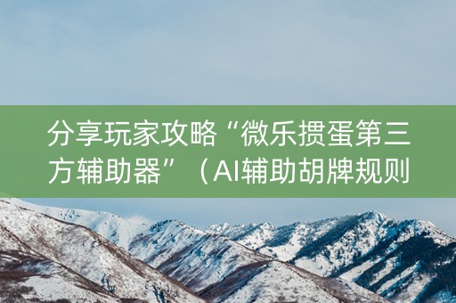 分享玩家攻略“微乐掼蛋第三方辅助器”（AI辅助胡牌规则)