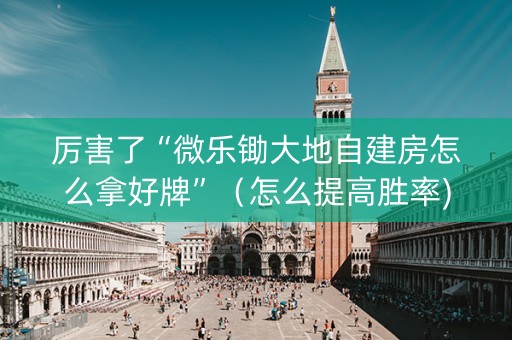 厉害了“微乐锄大地自建房怎么拿好牌”（怎么提高胜率)