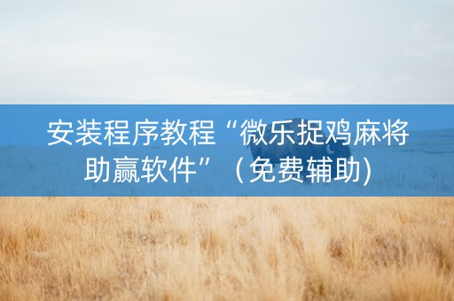 安装程序教程“微乐捉鸡麻将助赢软件”（免费辅助)