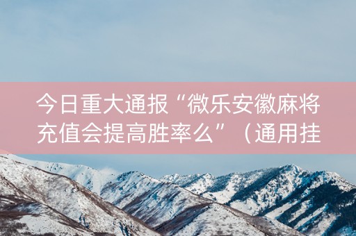 今日重大通报“微乐安徽麻将充值会提高胜率么”（通用挂软件多少钱)
