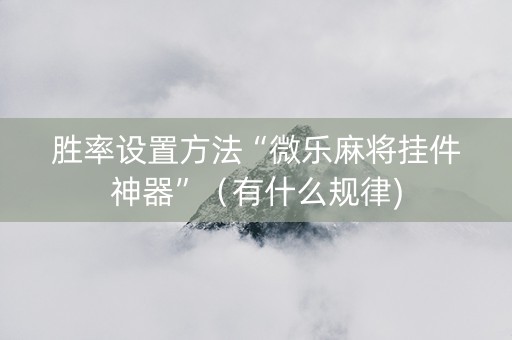 胜率设置方法“微乐麻将挂件神器”（有什么规律)