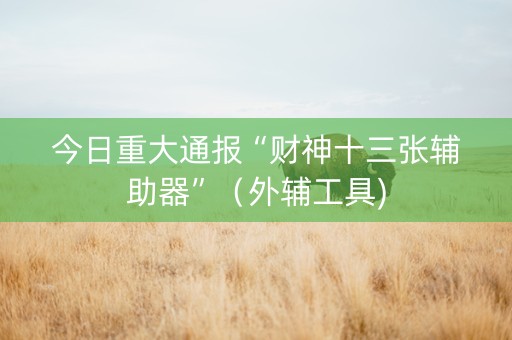今日重大通报“财神十三张辅助器”（外辅工具)