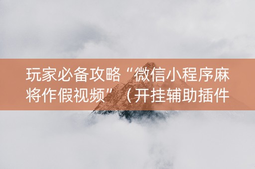 玩家必备攻略“微信小程序麻将作假视频”（开挂辅助插件)