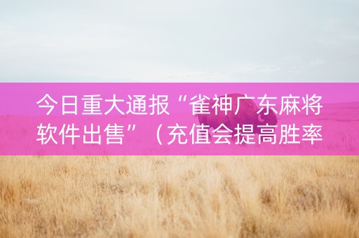 今日重大通报“雀神广东麻将软件出售”（充值会提高胜率么)