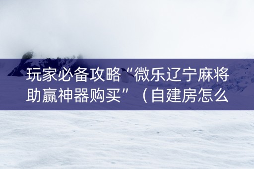 玩家必备攻略“微乐辽宁麻将助赢神器购买”（自建房怎么赢)
