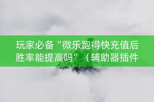 玩家必备“微乐跑得快充值后胜率能提高吗”（辅助器插件)