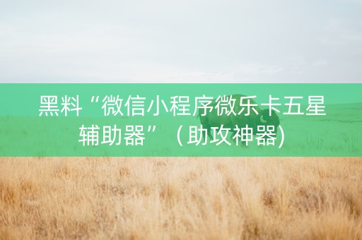 黑料“微信小程序微乐卡五星辅助器”（助攻神器)