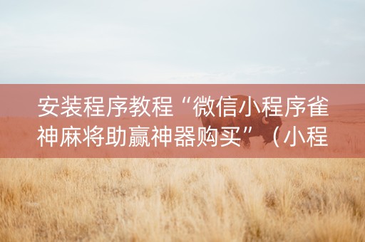 安装程序教程“微信小程序雀神麻将助赢神器购买”（小程序怎么才会赢)