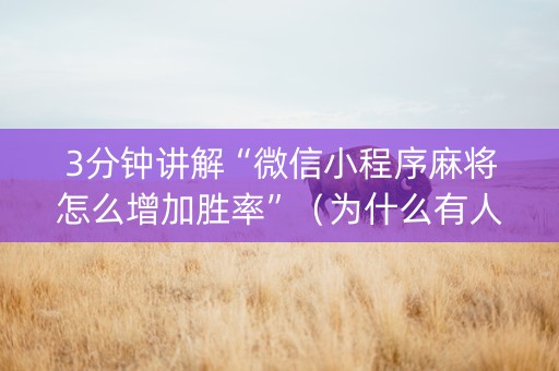 3分钟讲解“微信小程序麻将怎么增加胜率”（为什么有人一直赢)