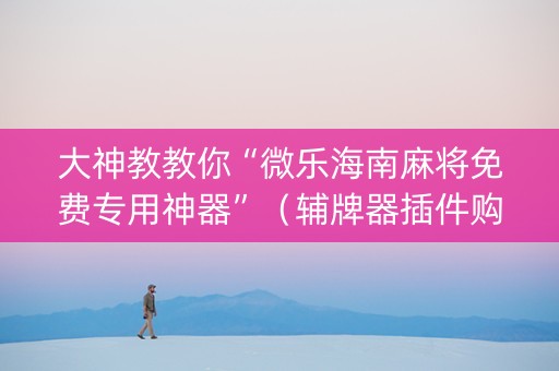 大神教教你“微乐海南麻将免费专用神器”（辅牌器插件购买)