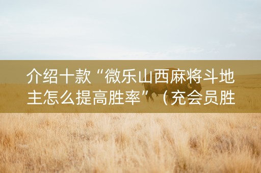 介绍十款“微乐山西麻将斗地主怎么提高胜率”（充会员胜率高)