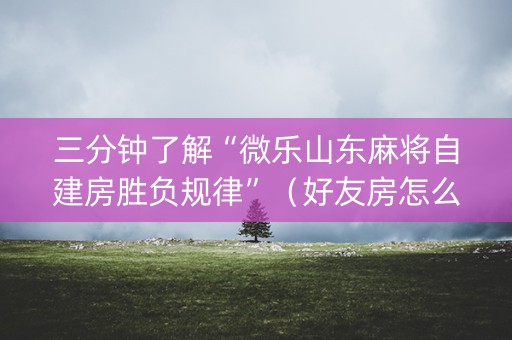 三分钟了解“微乐山东麻将自建房胜负规律”（好友房怎么才能赢)