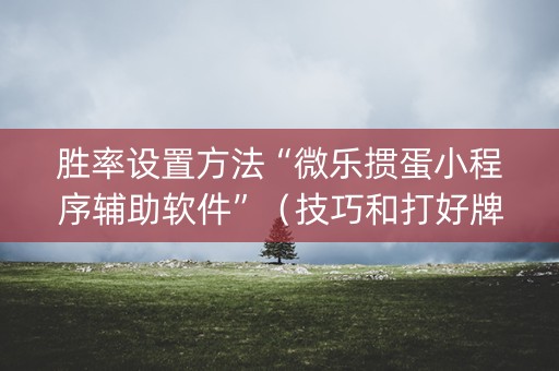胜率设置方法“微乐掼蛋小程序辅助软件”（技巧和打好牌方法)