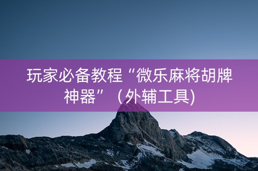 玩家必备教程“微乐麻将胡牌神器”（外辅工具)
