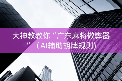 大神教教你“广东麻将做弊器”（AI辅助胡牌规则)