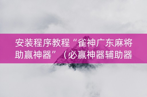 安装程序教程“雀神广东麻将助赢神器”（必赢神器辅助器)