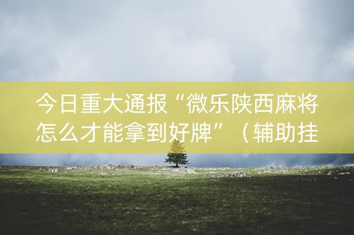 今日重大通报“微乐陕西麻将怎么才能拿到好牌”（辅助挂发牌规律)